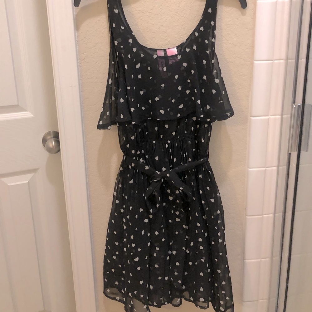 Confess black ruffled dress with hearts size M